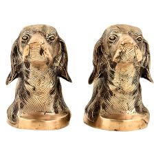 Hand Crafted Brass Golden Retriever Dog Bust Heavy Bookends