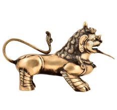 Handmade BrassÂ Foo Dogs  Armored Lion Temple Guardian Statue