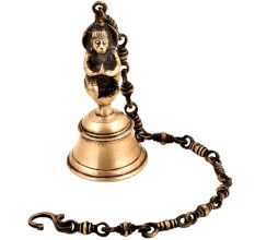 Traditional Brass Temple Bell With Lord Hanuman Statue With Chain