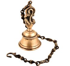 Traditional Brass Temple Bell With Lord Hanuman Statue With Chain