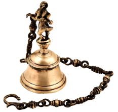 Traditional Brass Temple Bell With Dancing Ganesha Statue With Chain