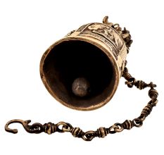 Hand Crafted Brass Engraved Elephant Mandir Hanging Bell
