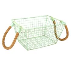 Iron Wire Basket With Roop Handal In Sky Blue