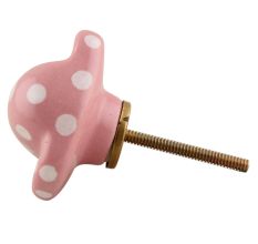 Pink Polka Elephant Face Knob