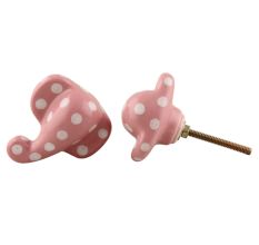 Pink Polka Elephant Face Knob