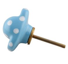 Turquoise Polka Elephant Face Knob