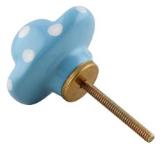 Turquoise Polka Elephant Face Knob