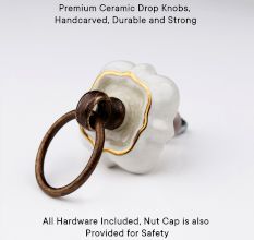 Cream Solid Gold Line Ceramic Dresser Knobs