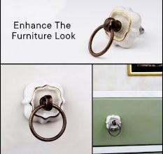 Cream Solid Gold Line Ceramic Dresser Knobs