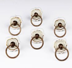 Cream Solid Gold Line Ceramic Dresser Knobs