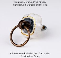 Grey Solid Gold Line Ceramic Cabinet Knobs