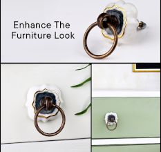 Grey Solid Gold Line Ceramic Cabinet Knobs