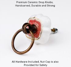 Pink Solid Gold Line Ceramic Dresser Knobs