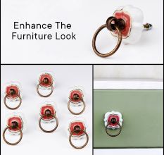 Pink Solid Gold Line Ceramic Dresser Knobs