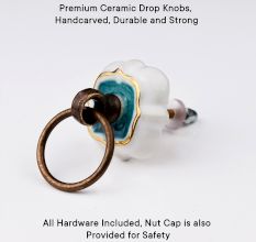 Sea Green Solid Gold Line Ceramic  Dresser Knobs