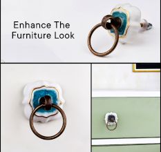 Sea Green Solid Gold Line Ceramic  Dresser Knobs