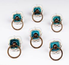 Sea Green Solid Gold Line Ceramic  Dresser Knobs