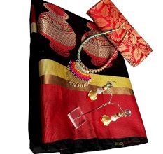 Black Cotton Silk Matka Saree