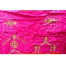 Orange Pink Paper Silk Embroidered Saree with Blouse Piece