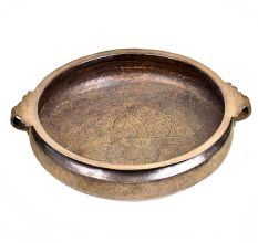 Bronze Floral Large Bowl Shaped  Urli With Two Loop Handles
