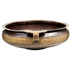 Bronze Floral Large Bowl Shaped  Urli With Two Loop Handles