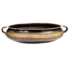 Bronze South Indian Bronze Urli Festival Cooking Vessel With Scroll Handles