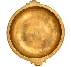 Simple Solid Golden Brass Flower Decoration Urli With Two Handles