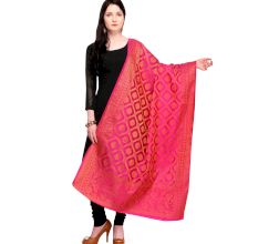 Geometric Pink Banarsi Art Silk Dupatta