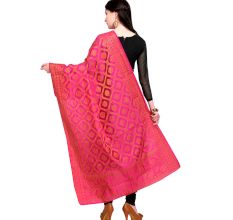 Geometric Pink Banarsi Art Silk Dupatta