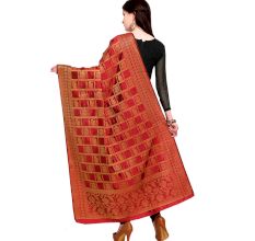Marron Golden Banarsi Art Silk Dupappa