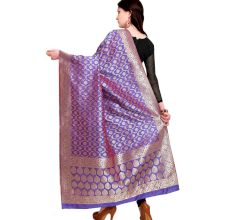 Violet Banarsi Art Silk Dupappa