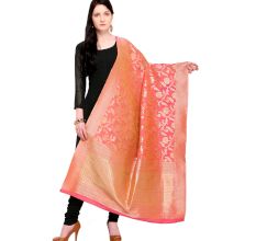French Rose Pink Banarsi Art Silk Dupatta