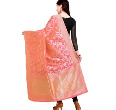 French Rose Pink Banarsi Art Silk Dupatta