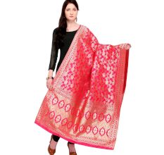 Magenta Pink Banarsi Art Silk Dupatta