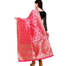 Magenta Pink Banarsi Art Silk Dupatta