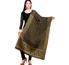 Black Woven Design Banarasi Silk Dupatta