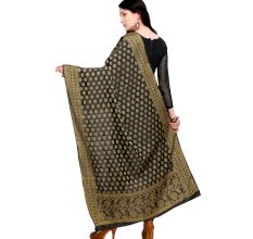 Black Woven Design Banarasi Silk Dupatta