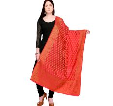 Red Woven Design Banarasi Silk Dupatta