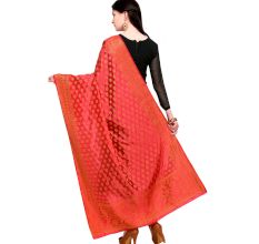 Red Woven Design Banarasi Silk Dupatta