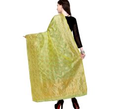 Green & Golden Woven Design Banarasi Silk Dupatta