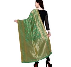 Pista Green Woven Design Banarsi Silk Dupatta