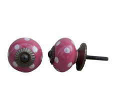 Magenta Pink White Polka Dot Drawer Knob