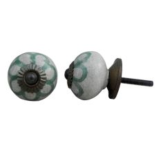 Green Sunflower Crackle Cabinet Knob