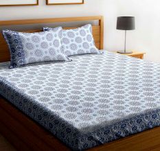 Chic Home Premium Cotton Printed Double Bed Sheet with 2 Pillow Covers: