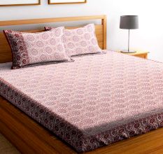 Chic Home Premium Cotton Printed Double Bed Sheet with 2 Pillow Covers: