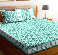 Chic Home Premium Cotton Printed Double Bed Sheet with 2 Pillow Covers: