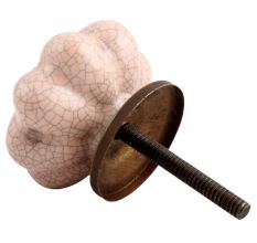 Baby Pink Crackle Ceramic Melon Cabinet Knob