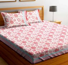Chic Home Premium Cotton Printed Double Bed Sheet with 2 Pillow Covers: