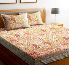 Chic Home Premium Cotton Printed Double Bed Sheet with 2 Pillow Covers: