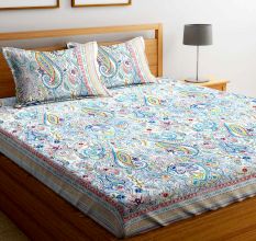 Chic Home Premium Cotton Printed Double Bed Sheet with 2 Pillow Covers: